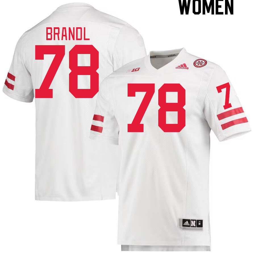 Women #78 Jacob Brandl Nebraska Cornhuskers College Football Jerseys Stitched Sale-White
